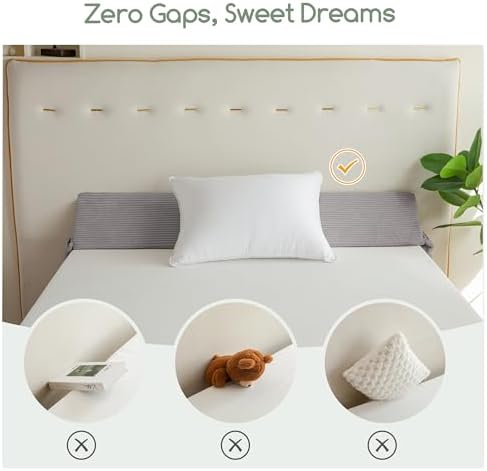 HIGOGOGO Twin Size Wedge Pillow for Headboard Gap - Multi Functional Mattress Wedge Bed Gap Filler Close The Gap (0-7") Between Your Mattress and Headboard or Wall (Light Grey 39"x11"x9")