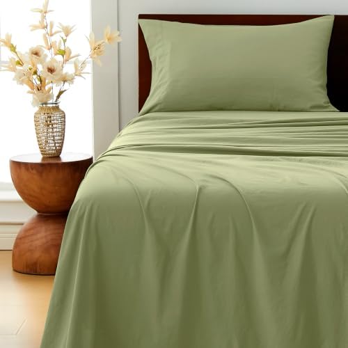 GOKOTTA 3 Piece Twin XL Sheet Set - Soft, Breathable & Cozy - Olive Green