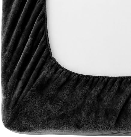 Elegant Comfort Luxuriously Soft 4-Piece Velvet Plush Flannel Sheet Set - Premium Quality - Cozy Warm, Anti-Static, Non Pilling Fuzzy Velvet Flannel Fleece Deep Pocket Sheet Set - Full, Black