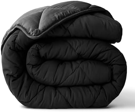 ViscoSoft Twin/Twin XL Comforter - Cloud-Soft Down Alternative Duvet Insert, All Season Cooling Lightweight Reversible Quilted Blanket for Dorm & Guest Bed, Oeko-TEX Certified, Black/Gray