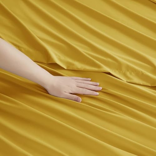 Clara Clark RV Queen Sheets, 6 Piece RV Sheets Set - Hotel Luxury Sheets for RV Bunks, Super Soft Bedding Set, Short Queen,Yellow