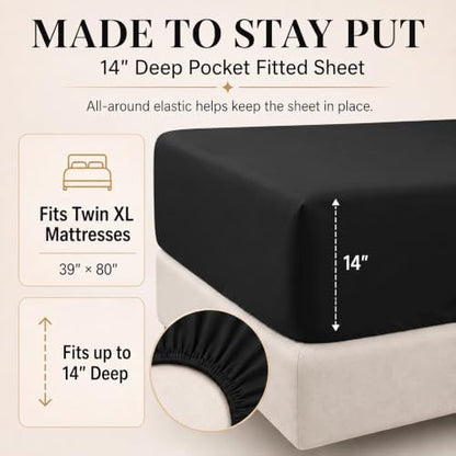 CozyLux Twin XL Comforter Black, 5 Pieces Bed in a Bag