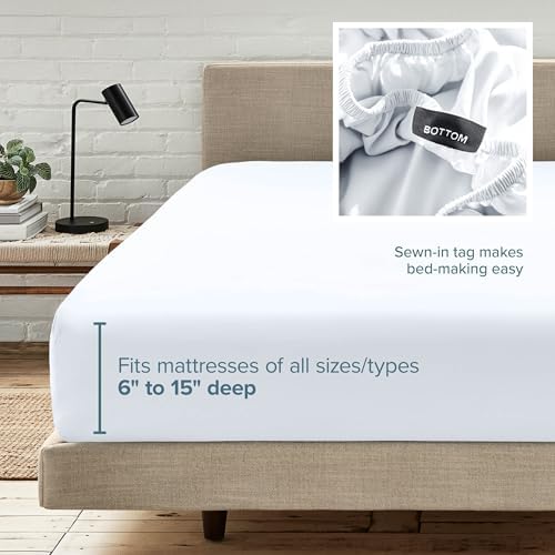 Bare Home King Fitted Sheet - 1800 Ultra-Soft (King, White)