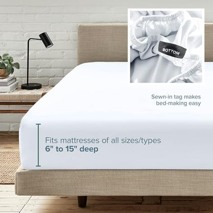 Bare Home RV Bunk Fitted Sheet - 1800 Ultra-Soft (30x75), White