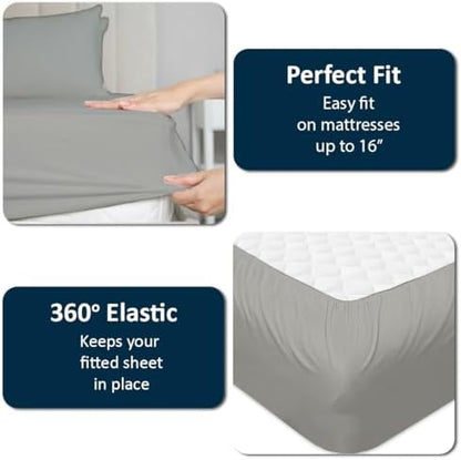 1 PC Top Split King Fitted Sheet for Adjustable beds, 34" Split, Light Grey