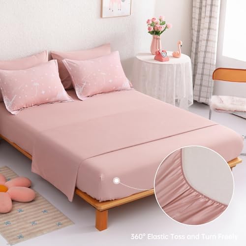 Dinjoy Girls Comforter Set 7 Pieces, Full Size Colorful Ombre Rainbow Bedding Set, Bed in A Bag for Kid Teen Girls (1 Comforter, 1 Flat Sheet, 1 Fitted Sheet, 2 Pillow Shams, 2 Pillowcases)