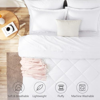 CozyLux King Comforter Set 102"x90" White - 7 Piece Bed in a Bag