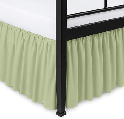 Ruffled Bed Skirt Split Corners with Platform, Tailored Fit Hotel Quality Wrinkle Free Ultra-Soft Microfiber Dust Ruffle, Upto 12 Inch Drop, Cal King, Sage