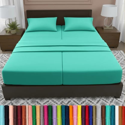 Elegant Comfort Luxury 5-Piece Bed Sheet Set - Luxury Bedding 1500 Premium Hotel Quality Microfiber, Wrinkle Resistant Cool and Breathable, Easy Elastic Fitted, Split King, Paradise Teal