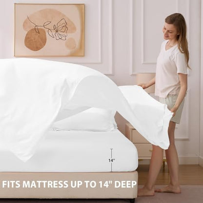 Full Size Comforter Sets White, 7 Pieces Bed in a Bag Bedding Set