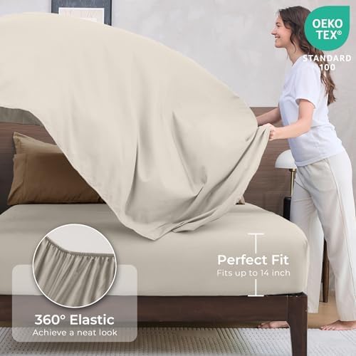 HEVUMYI 7-Piece Full Comforter Set, Khaki & Linen Bed in a Bag