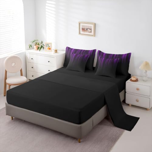 Feelyou Neon Purple Comforter Set with Sheets 7 Piece Full Size