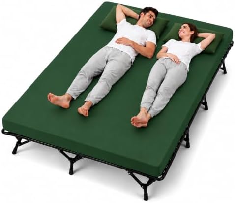 CYMULA Camping Cot Pad 2 Inch Memory Foam, Pad Only,Camping Pad for Folding Cot and Foldable Cot, Portable Roll Up Camp Gear for Car Camping Travel Tent, Non-Slip Waterproof Bottom, Removable Cover