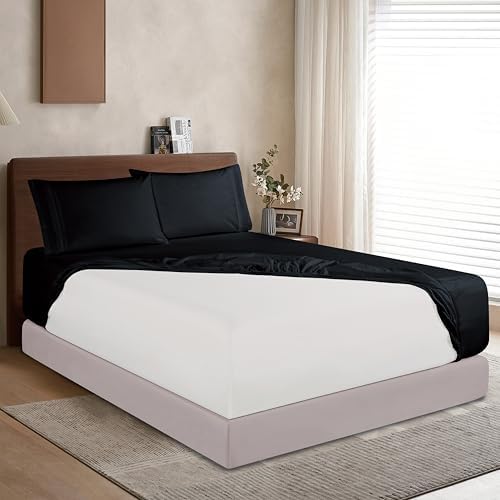 Elegant Comfort 1500 Premium Hotel Quality 18-24 Inches Deep - Extra Deep Pocket Single Fitted Sheet for High Mattress, Luxury and Softest, Smart Pocket - Wrinkle Free, King, Black