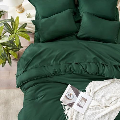 Andency Oversized Queen Comforter Set, 7 Pieces Emerald Green Bedding