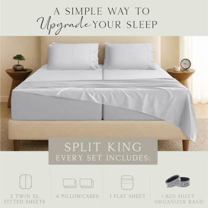 KARISSA MAE 7 Piece Luxury Bamboo Viscose Split King Sheets, FSC Certified