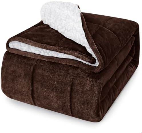yescool Weighted Blanket for Adults (15 lbs, 60" x 80", Brown) Heavy Blanket for Sleeping Perfect for 140-160 lbs, Queen Size Breathable Blanket with Premium Glass Bead, Machine Washable
