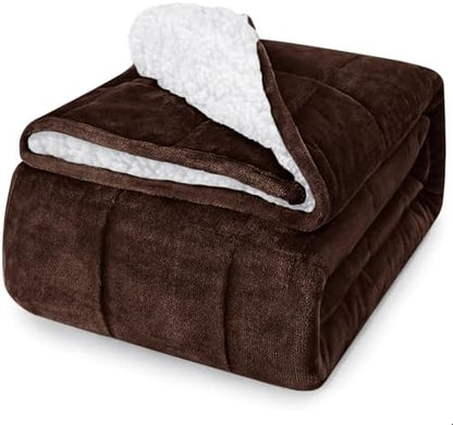 yescool Weighted Blanket for Adults (15 lbs, 60" x 80", Brown) Heavy Blanket for Sleeping Perfect for 140-160 lbs, Queen Size Breathable Blanket with Premium Glass Bead, Machine Washable