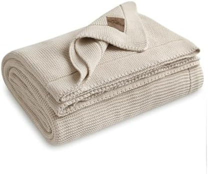 Dalisa Alina GOTS Organic Cotton Throw Blanket, Earth Ivory, 80x90 in