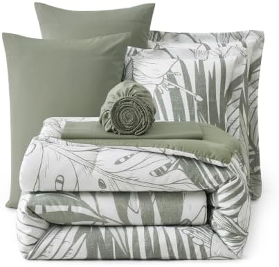 King Size Comforter Set-7 Pieces Green Jungle Bed in a Bag King Bedding Set