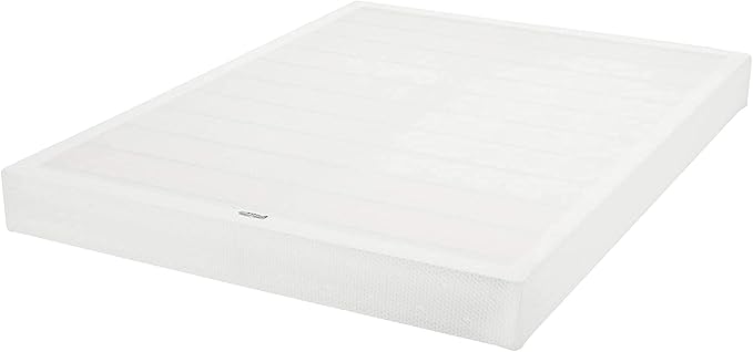 Amazon Basics Smart Box Spring Bed Base, 7-Inch Height Mattress Foundation, Tool-Free Easy Assembly, King, 79" L x 75.5" W x 7" H, White