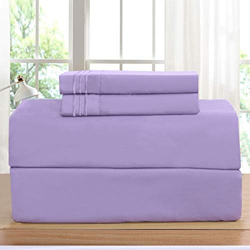 Elegant Comfort Luxurious Bed Sheets Set on Amazon 1500 Premier Wrinkle,Fade and Stain Resistant 4-Piece Bed Sheet Set, Deep Pocket, California King Lilac