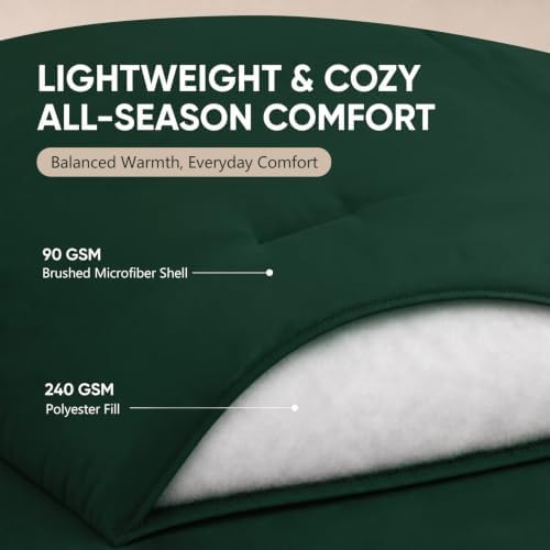 HIMEET King Comforter Set, 7-Piece Point-Quilted Bed in a Bag Emerald Green