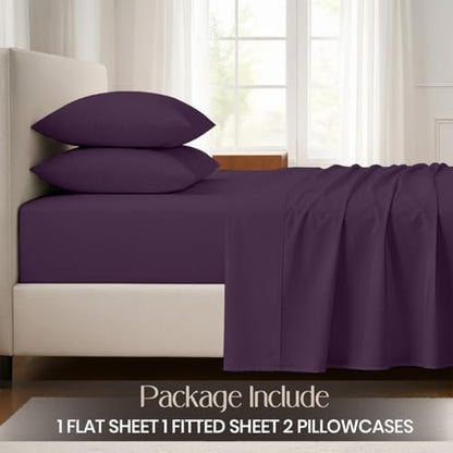 SGI bedding 100% Egyptian Cotton Sheets California King Size – Cooling Sheets, Soft Breathable Plum Bedding, Luxury Bedding, Luxury Hotel Sheet Set, Deep Pocket 16", 4 Piece Set