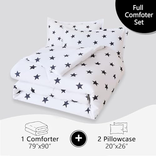Caressma Star Galaxy White Comforter Set Full Size 3pcs with Pillowcases