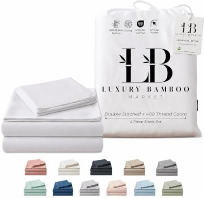|Twin Size Sheet Set | Organically Grown | Ultra Soft & Cooling |100% Viscose | 17" Deep Pocket [White]