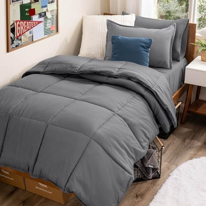 Bare Home Bed-in-A-Bag 5 Piece Set (Twin XL, Grey/Grey)