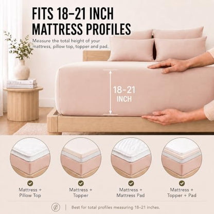 CozyLux Cal King Sheet Set 6-Piece, 21-Inch Deep Pocket, Soft Brushed Feel
