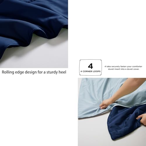 Zaizaihome Bamboo Viscose Comforter Set King Size 3 Pieces - Navy Blue