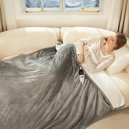 Electric Blanket Full Size, ETL Certified Heated Blanket Full, Grey