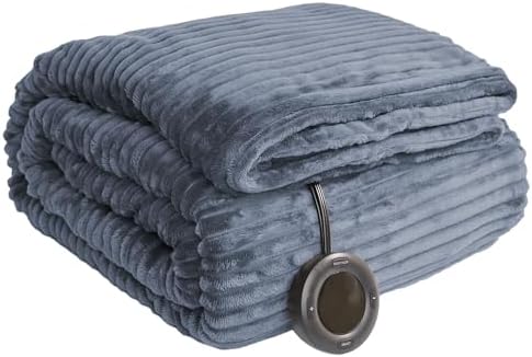 Heated Blanket Twin Size, 6 Heat Levels Electric Blanket, Blue