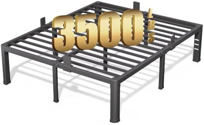 FUIOBYVV 18 Inch King Bed Frame with Rounded Corner and Headboard Hole Mattress Retainers 3500 LBS Metal Heavy Duty Steel Slats Support No Box Spring Needed Platform Noise Free Easy Assembly