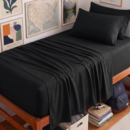 CozyLux Twin XL Sheet Set 4-Piece, 21-Inch Deep Pocket, Soft Brushed Feel