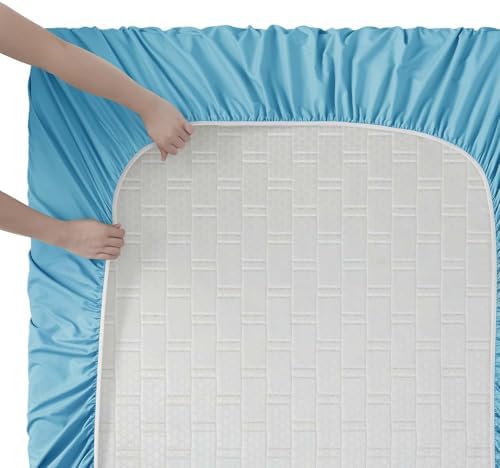 Clara Clark Twin Sheets, 5 Piece Set - Hotel Luxury Sheets for Twin Size Bed, Super Soft Bedding Set, Twin Size, Beach Blue