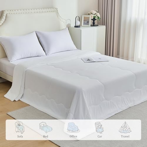 CHOSHOME Cooling Comforter Cooling Blanket, Q-Max 0.45 Cool Sleeping Summer Blanket for Hot Sleeper Night Sweats, Twin XL 60" x 90", White