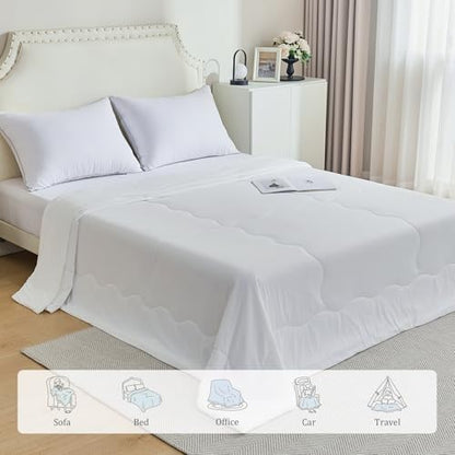 CHOSHOME Cooling Comforter Cooling Blanket, Q-Max 0.45 Cool Sleeping Summer Blanket for Hot Sleeper Night Sweats, Twin XL 60" x 90", White