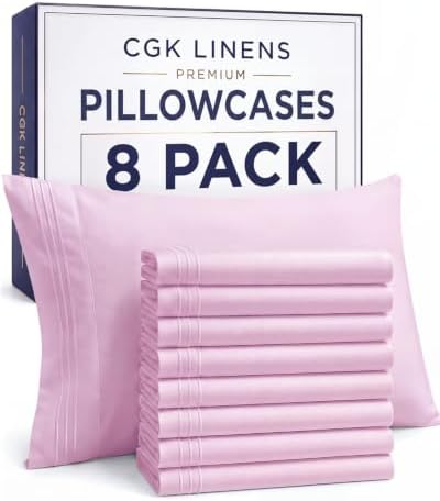 King Standard Pillow Cases Set of 8 - Soft Pillowcase Covers - Light Pink