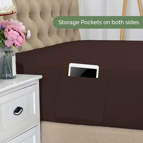 Elegant Comfort 1500 Premium Hotel Quality 18-21 Inches Deep - Extra Deep Pocket Single Fitted Sheet for High Mattress, Luxury and Softest, Smart Pocket - Wrinkle Free, Twin/Twin XL, Chocolate Brown