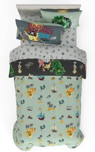 Spongebob Squarepants Movie Kids Bedding Set, Twin Size, Roblox UGC Reward Included – 5-Piece Super Soft Cozy Reversible Comforter & Sheet Set (Officially Licensed Product) by Franco