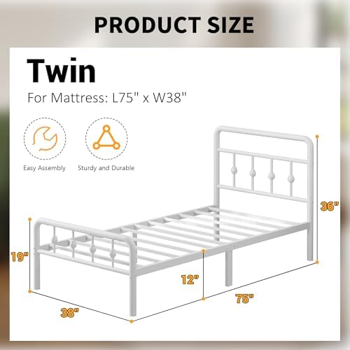 Lutown-Teen 12 Inch Twin Bed Frames with Headboard and Footboard