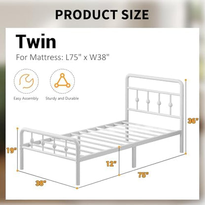 Lutown-Teen 12 Inch Twin Bed Frames with Headboard and Footboard