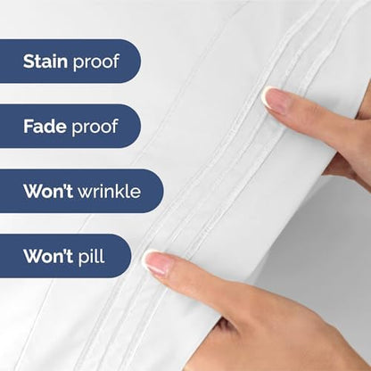 King Size 4 Piece Sheet Set - Ultra Soft & Cooling Sheets - Bright White