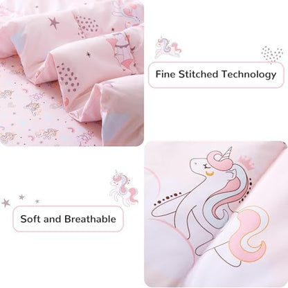 Viviland Kids Full Bedding Sets, Girls Comforter, Pink Unicorn