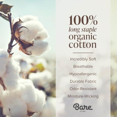 Bare Home 100% Organic Cotton Sateen Sheet Set (Queen, Sand)