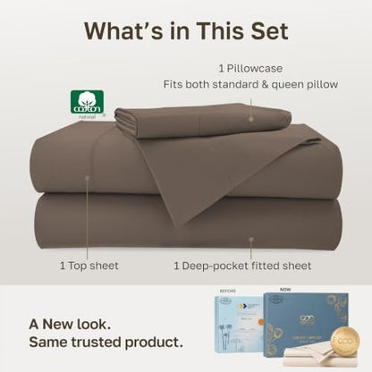 California Design Den Softest 100% Cotton Sateen Twin Sheets Set, 3 Pcs Set