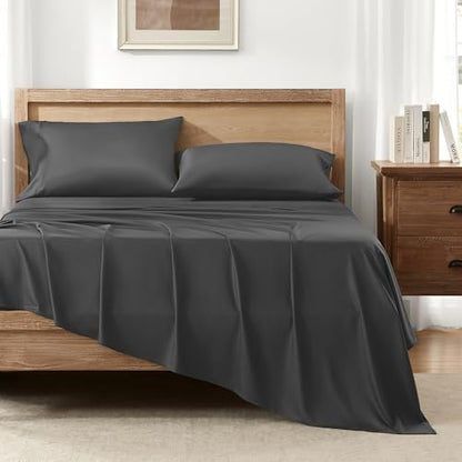 Andency Dark Grey Queen Sheets Set 100% Viscose Derived from Bamboo